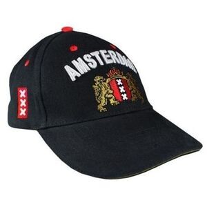 NWT Amsterdam Black Hat Cap Strap Back Embroidered Crest XXX Holland sz OS Mens